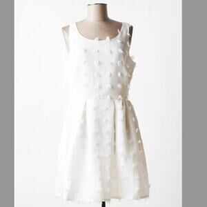 MOLLY BRACKEN Sleeveless Mini Dress Fit & Flare Textured Polka Dot White Size S